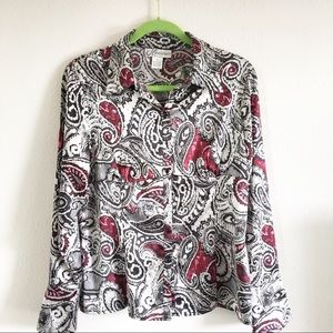 DressBarn button up top with beautiful design sz M